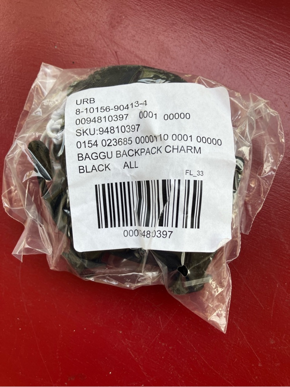 BAGGU Black Mini Backpack Charm with Keyring
